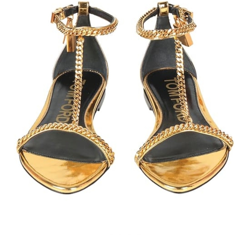 Tom Ford Gold Padloc Chain Flat Scandals . Curb Chain Accent Throughout